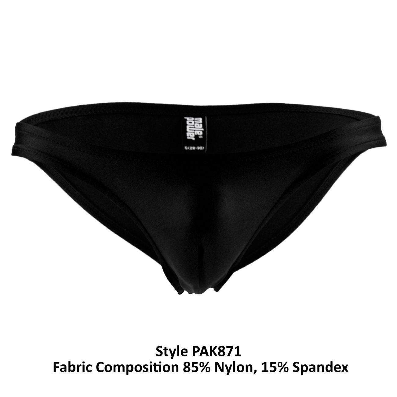 Male Power PAK871 Euro Male Spandex Brazilian Pouch Bikini Black