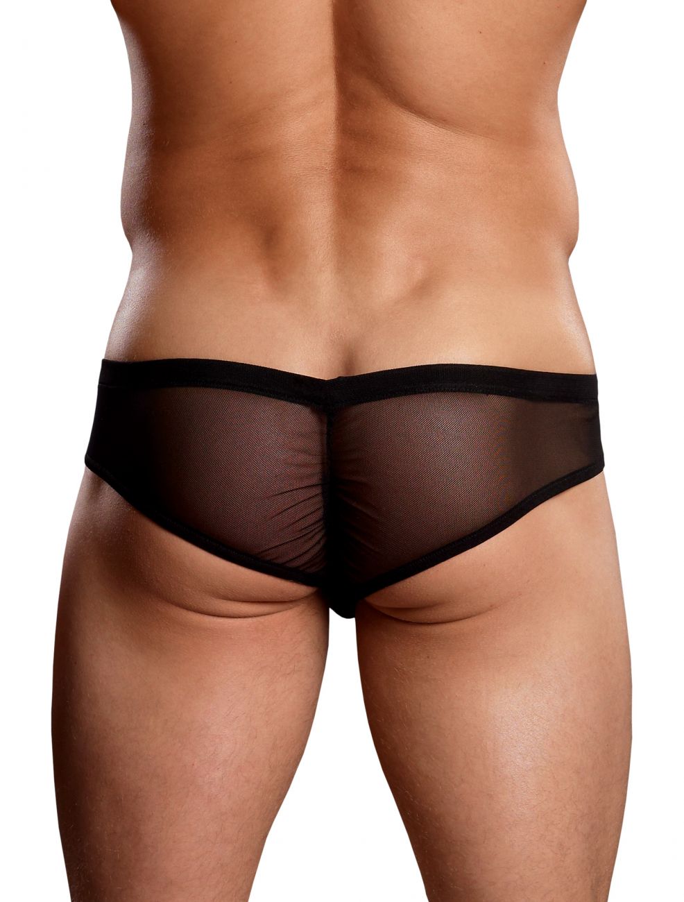 Male Power PAK883 Euro Male Mesh Shirred Pouch Manty Briefs Black
