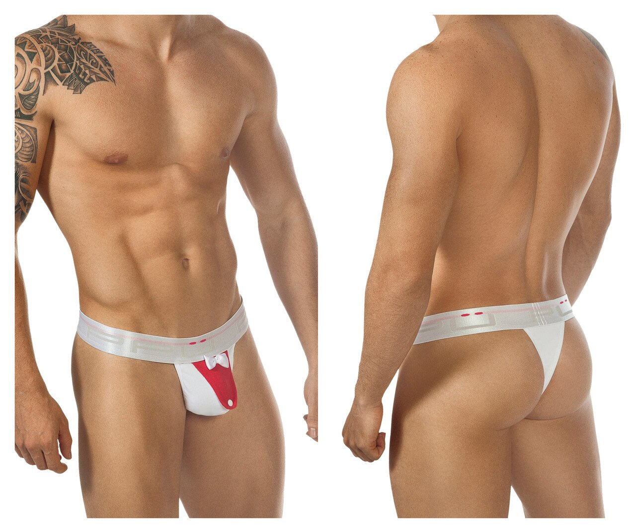 SALE - Mens Tuxedo Thong Red and White