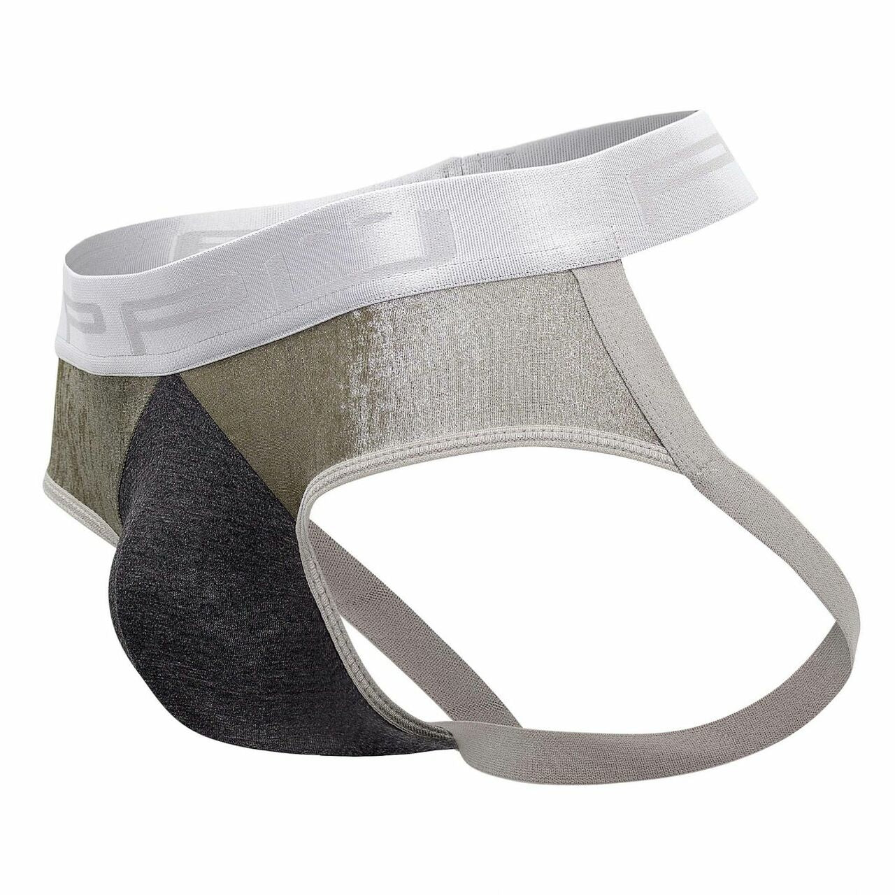 JCSTK - Mens PPU Underwear Jockstrap Brief Black with Silver