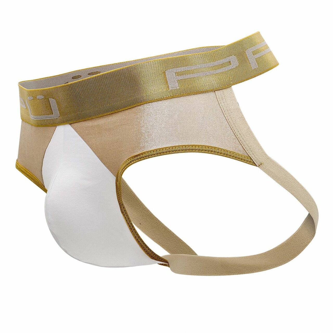 Mens PPU Underwear Jockstrap Brief White with Gold