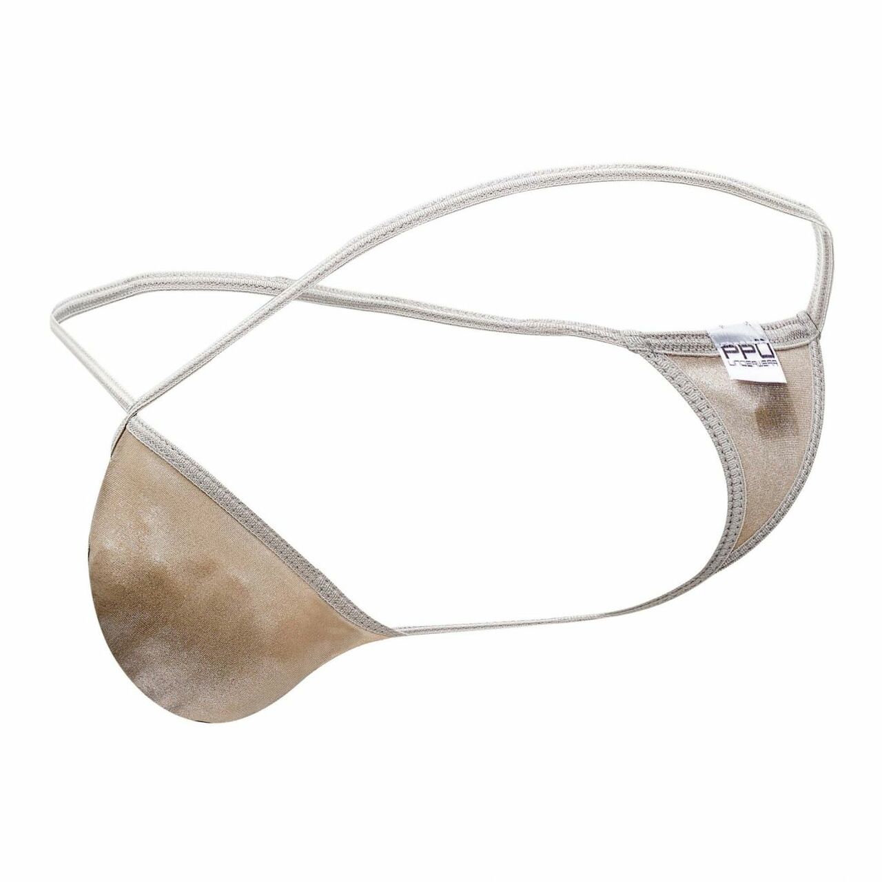 Mens PPU Underwear Tear Drop Thong Silver