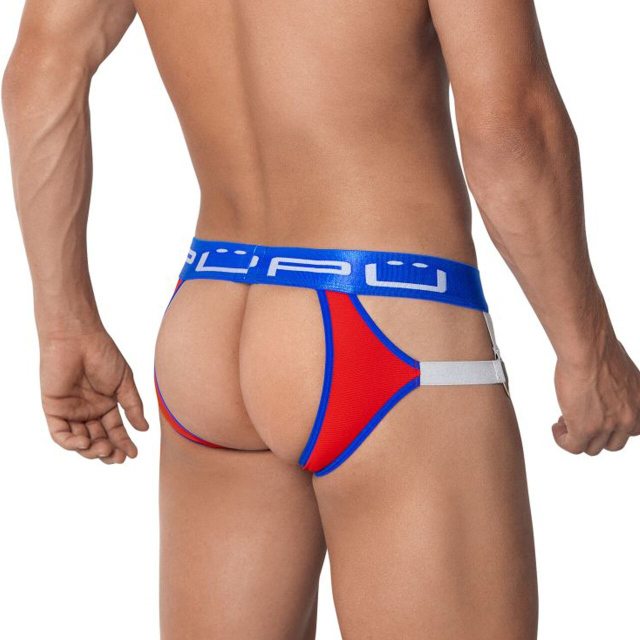 SALE - Mens PPU Underwear Strap Jock Strap with Metal Rings Red