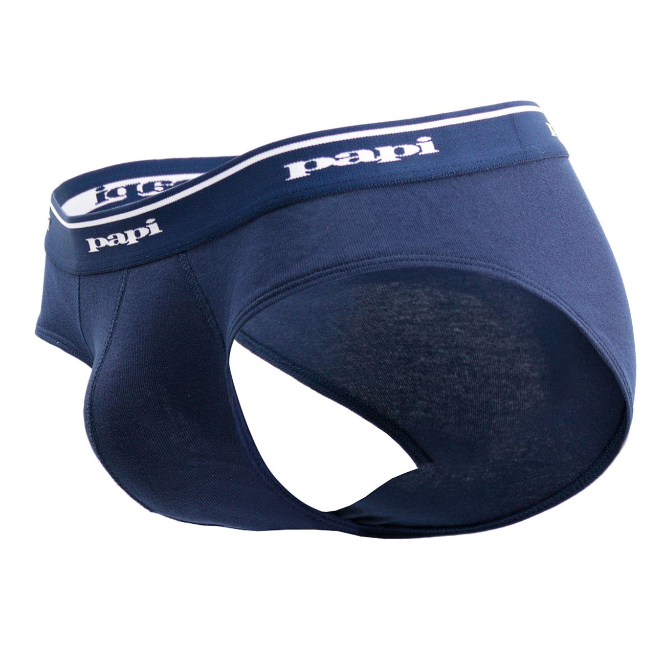 Papi 554101-400 3PK 1X1 Rib Low Rise Brief Light Blue-Cobalt-Navy