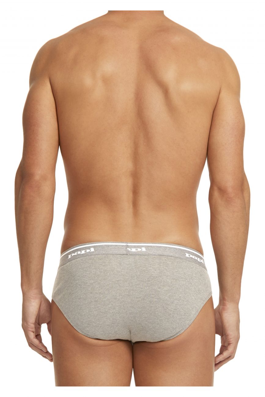Papi 554101-962 3PK 1X1 Rib Low Rise Brief Black-Charcoal-Gray