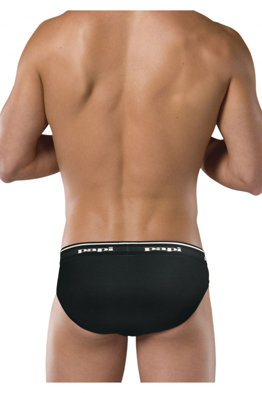 Papi 554101-999 3PK 1X1 Rib Low Rise Brief Black-Red-Turquoise