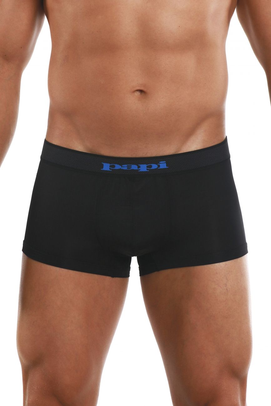 Papi 626182-968 Cool2 2PK Solid-Print Brazilian Trunks Black Blue