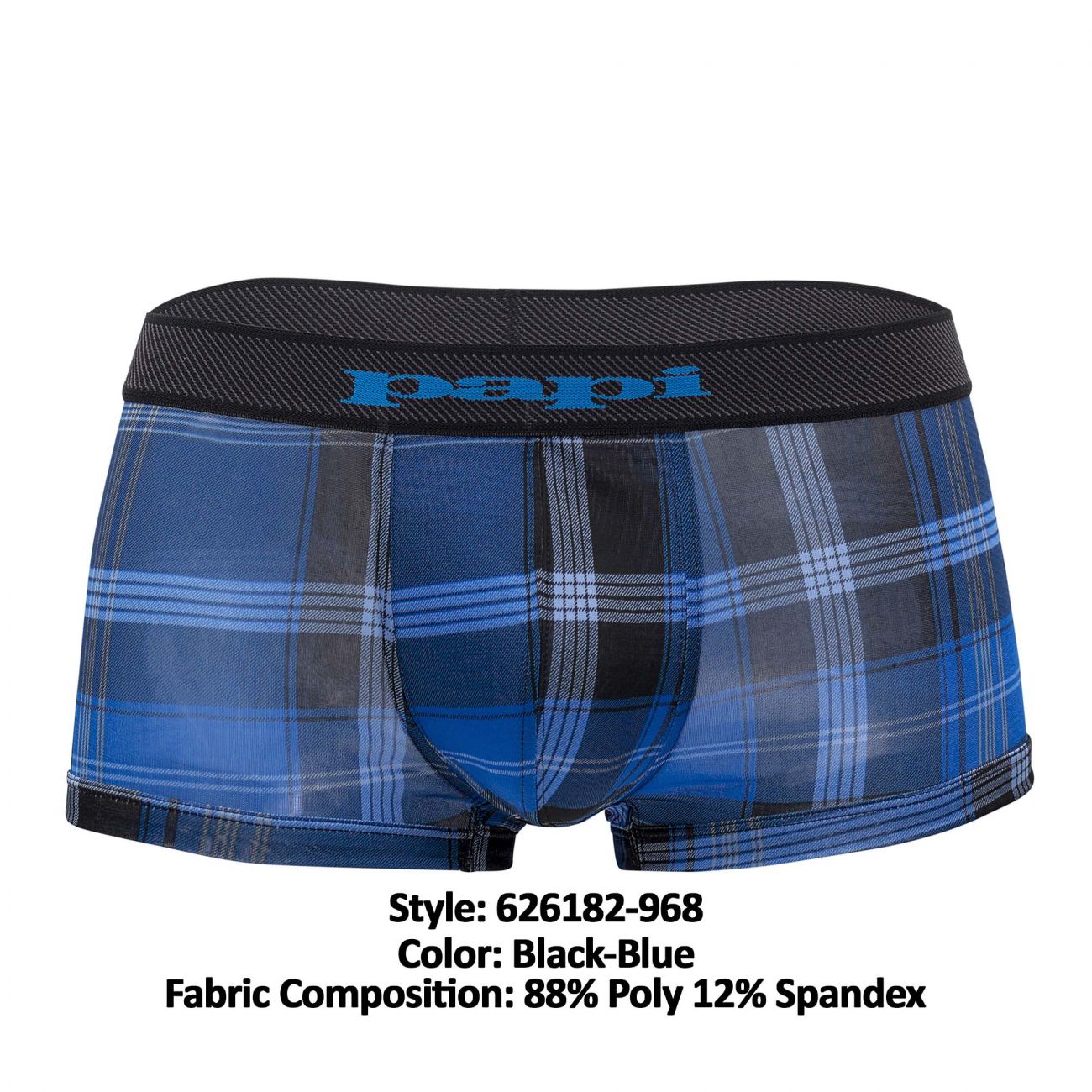 Papi 626182-968 Cool2 2PK Solid-Print Brazilian Trunks Black Blue