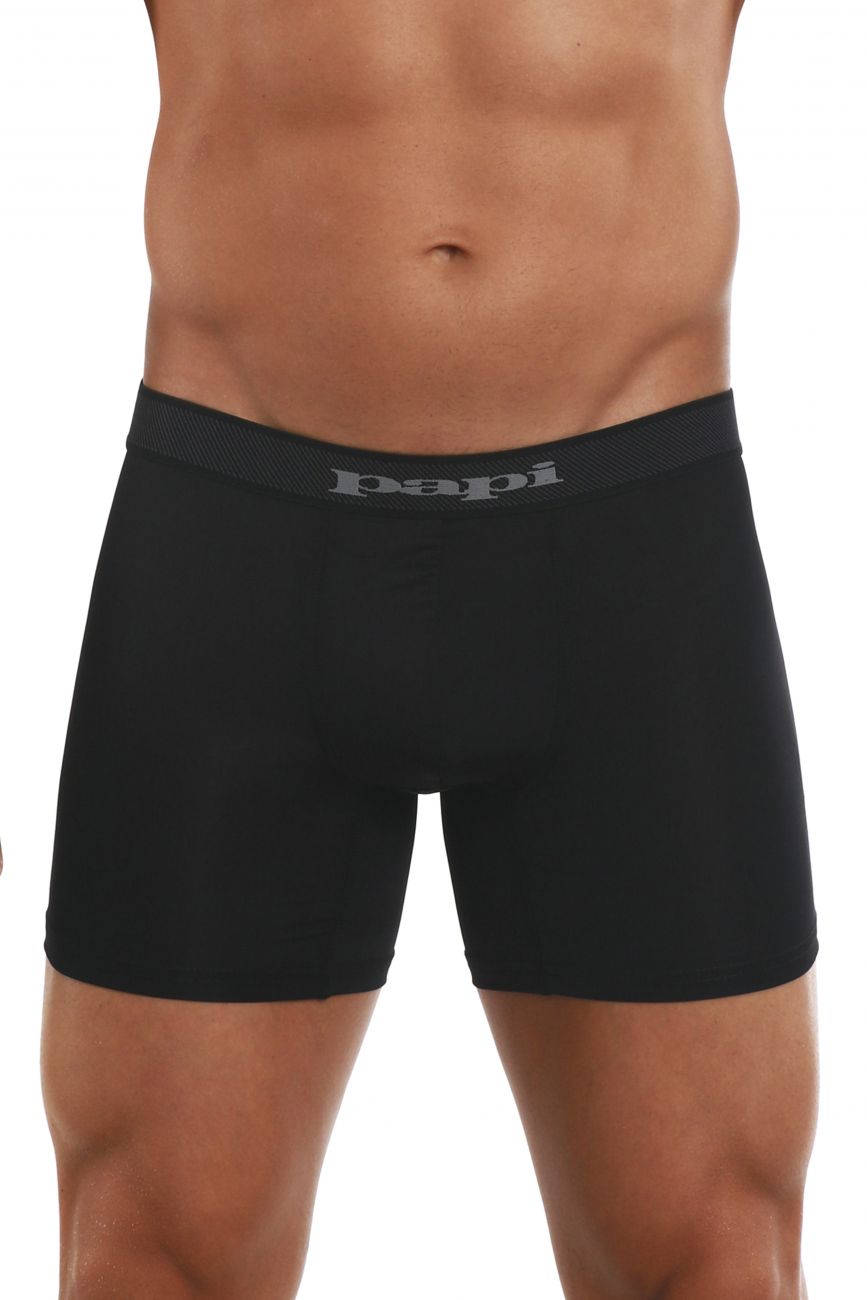Papi 626185-962 Cool2 2PK Solid Boxer Briefs Black Gray