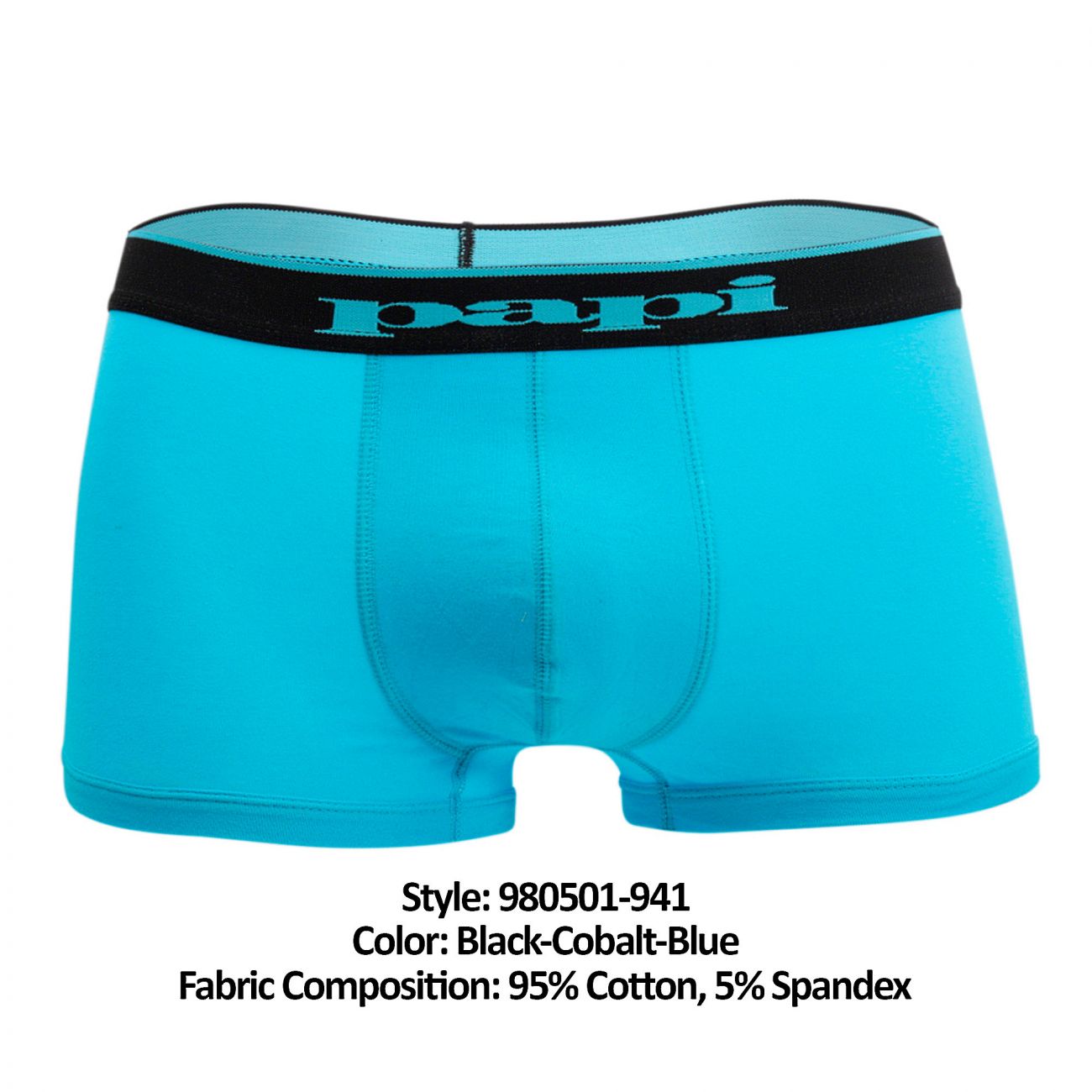 Papi 980501-941 3PK Cotton Stretch Brazilian Solids Black-Cobalt-Blue