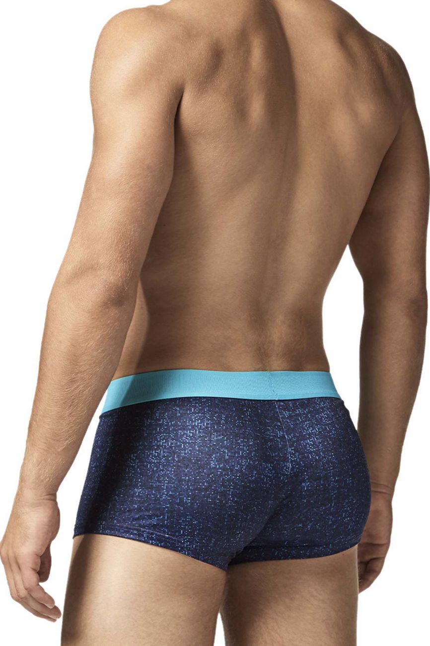 Papi UMPA050 Fashion Microflex Brazilian Trunks Blue Pixel Print
