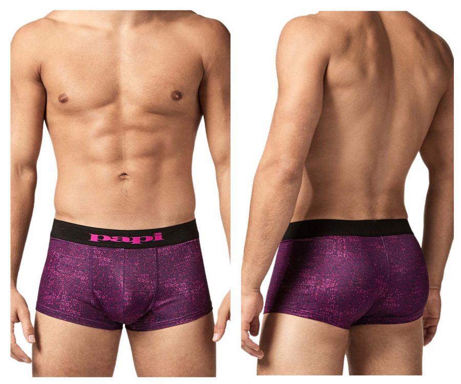 Papi UMPA050 Fashion Microflex Brazilian Trunks Purple Pixel Print