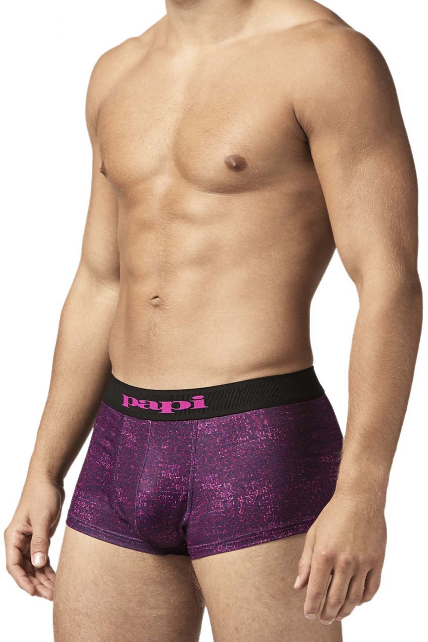 Papi UMPA050 Fashion Microflex Brazilian Trunks Purple Pixel Print