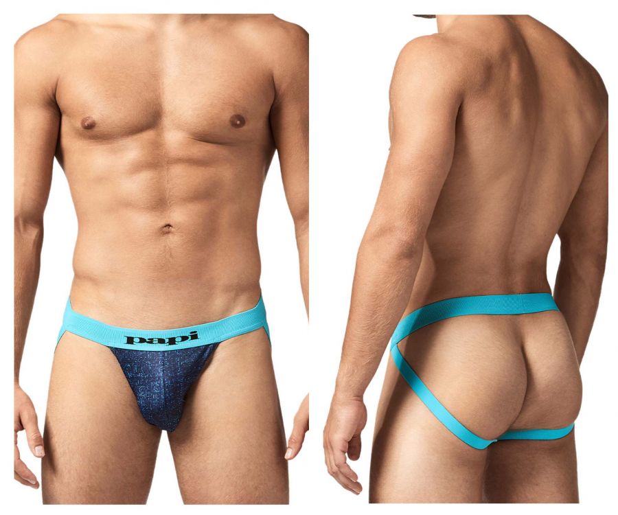 Papi UMPA051 Fashion Microflex Brazilian Jockstrap Blue Pixel Print