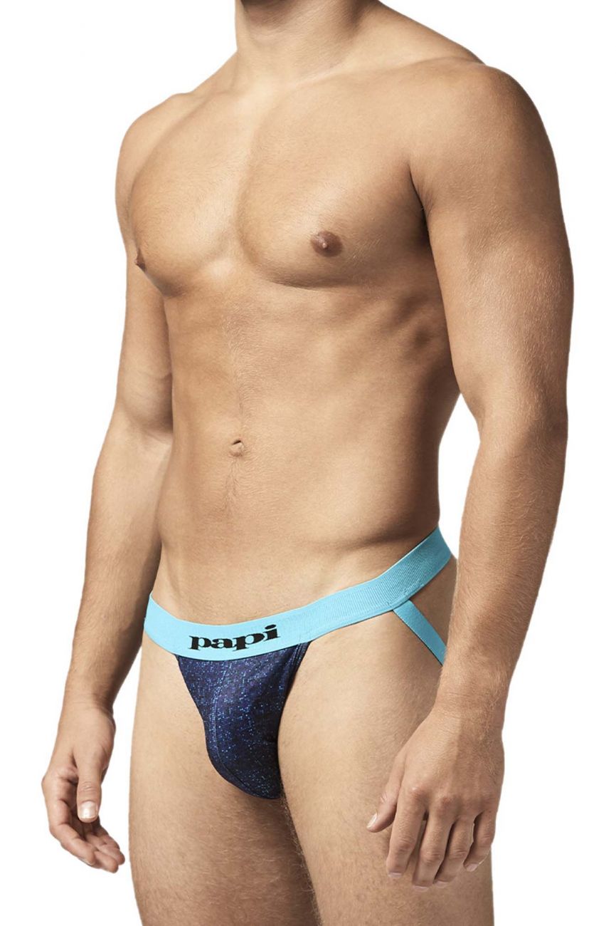 Papi UMPA051 Fashion Microflex Brazilian Jockstrap Blue Pixel Print