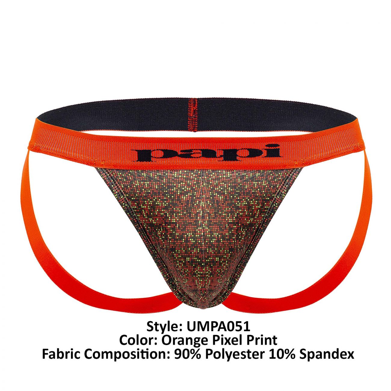 Papi UMPA051 Fashion Microflex Brazilian Jockstrap Orange Multi Print
