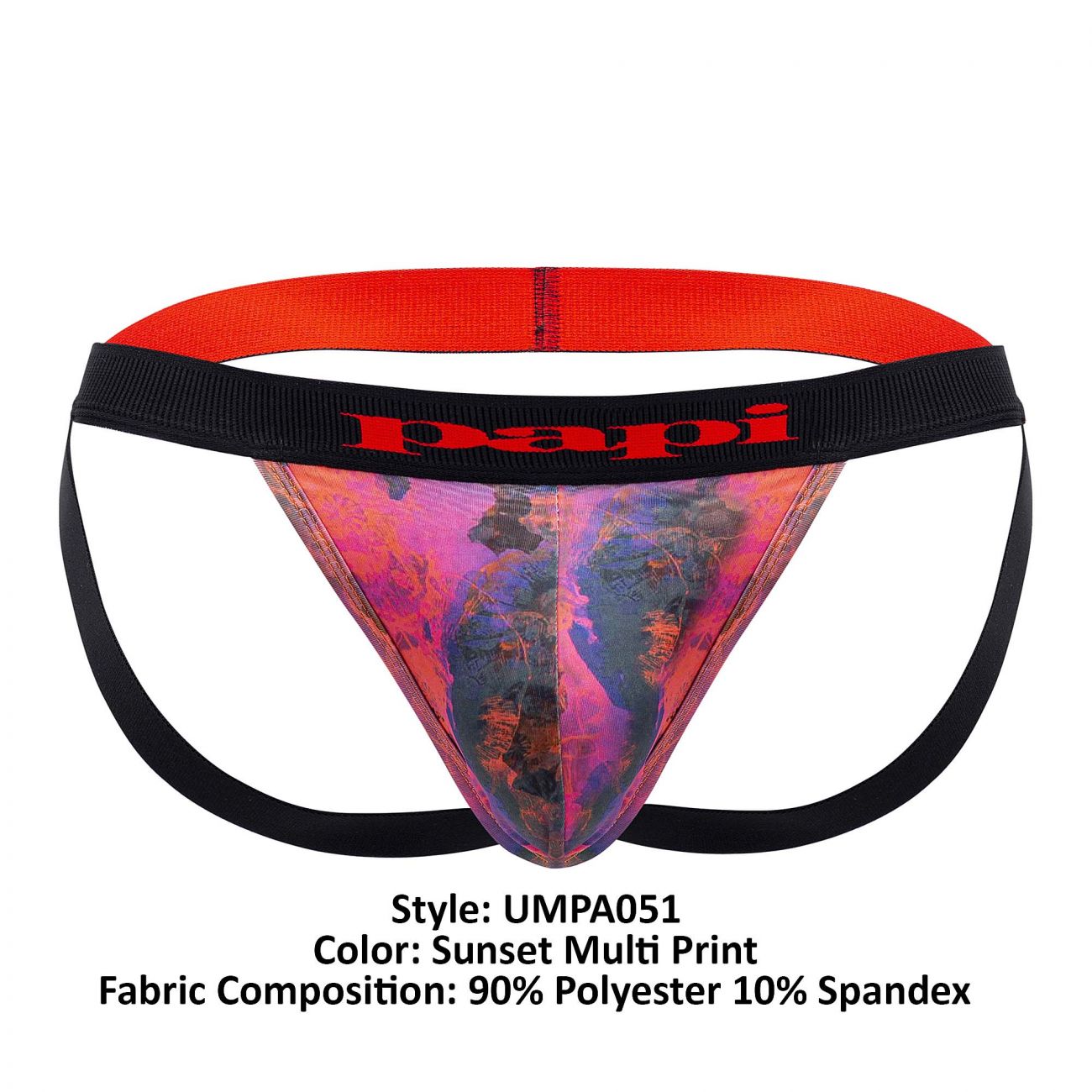 Papi UMPA051 Fashion Microflex Brazilian Jockstrap Sunset Multi Print
