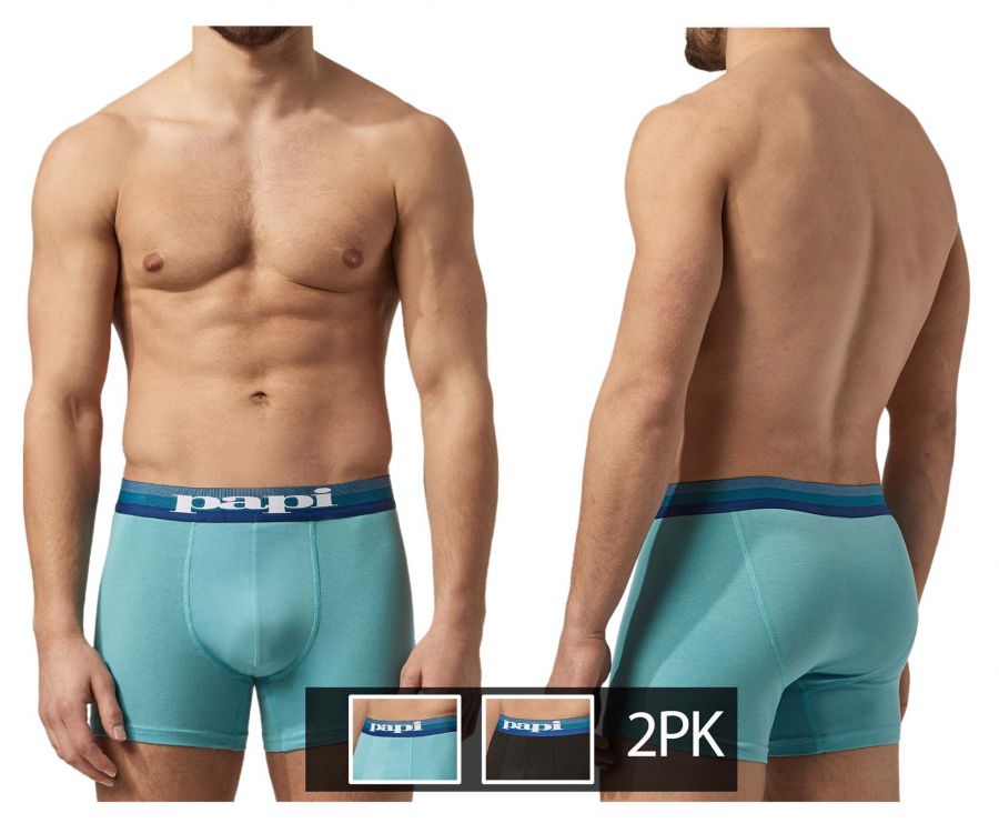 Papi UMPA088 2PK Microflex Brazilian Boxer Briefs Turquoise-Black