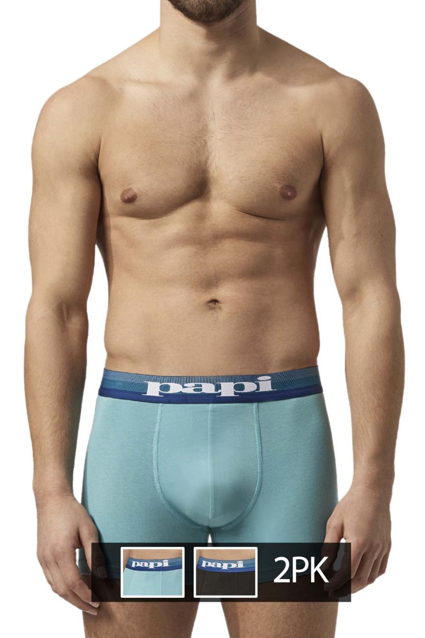 Papi UMPA088 2PK Microflex Brazilian Boxer Briefs Turquoise-Black
