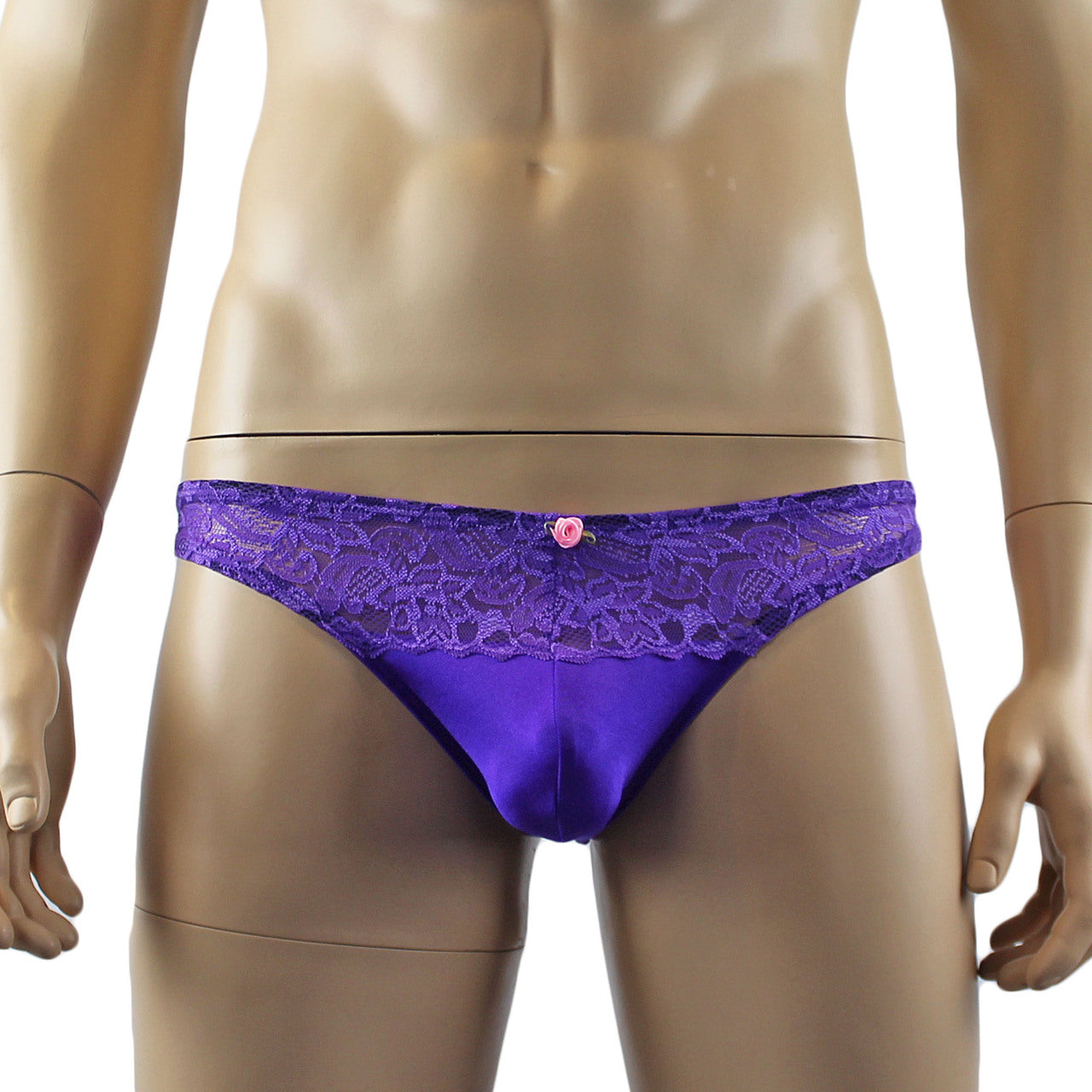 Mens Lingerie Stretch Lycra Capri Bikini with Lace (purple plus other colours)