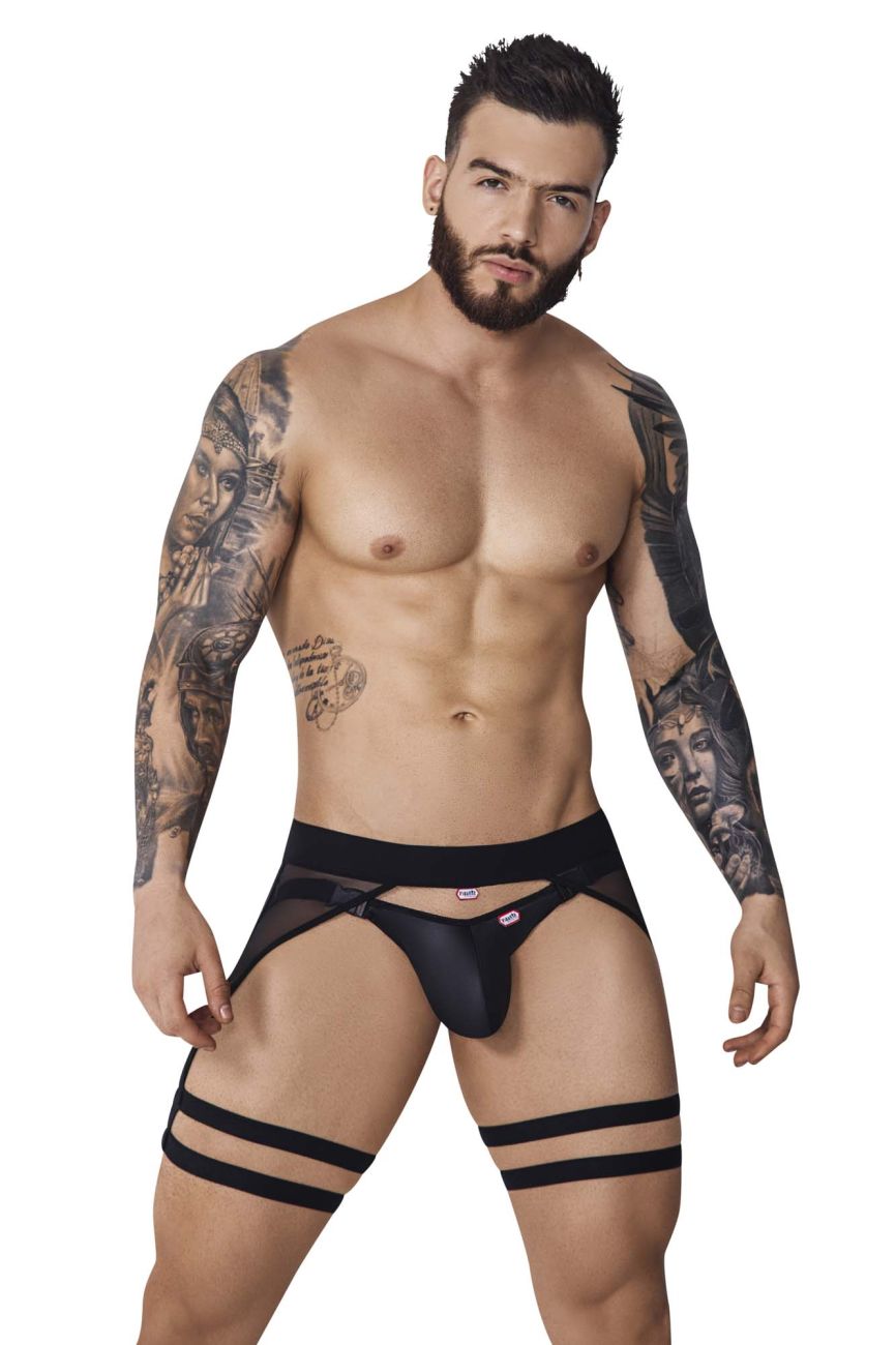 Pikante 1085 Hard Garter Jockstrap Black