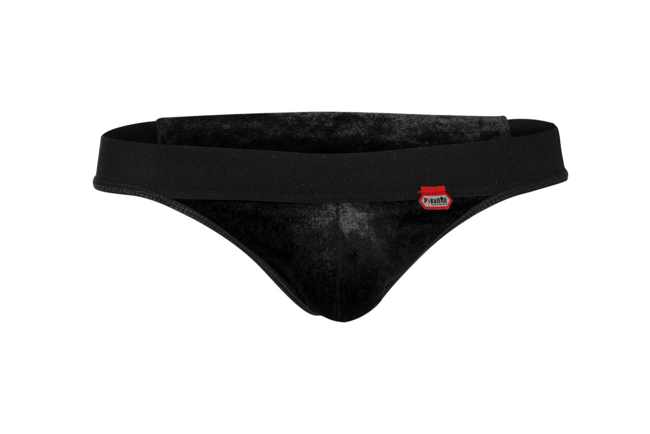 Pikante 1099 Clandestine Velvet Thongs Black