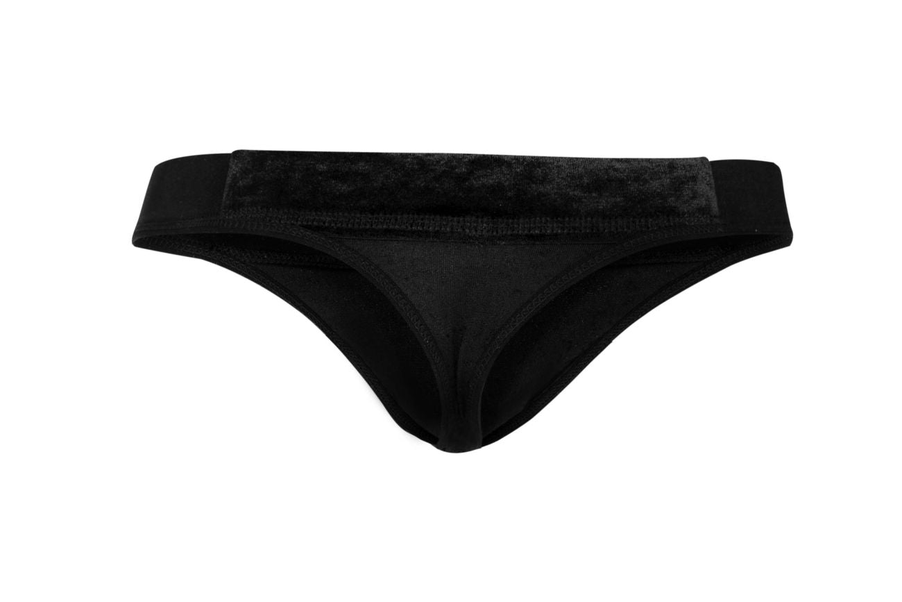 Pikante 1099 Clandestine Velvet Thongs Black