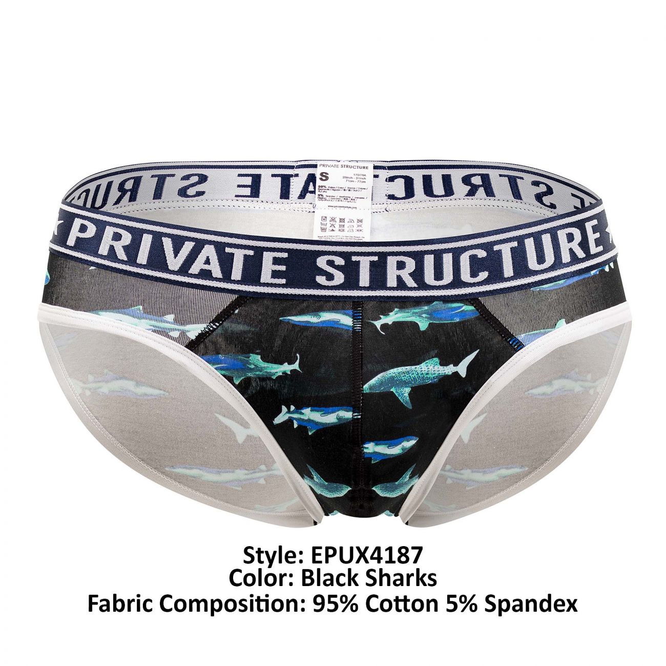 Private Structure EPUX4187 Pride Mini Briefs Black Sharks