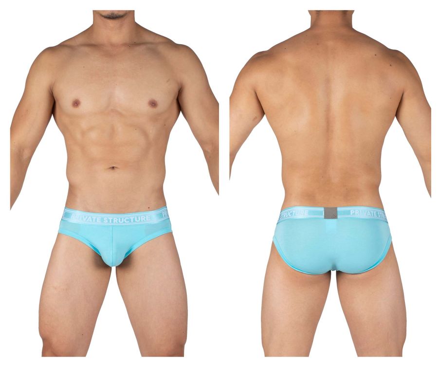 Private Structure PBUT4378 Bamboo Mid Waist Mini Briefs Bright Cyan