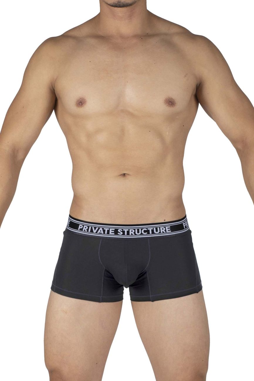 Private Structure PBUT4379 Bamboo Mid Waist Trunks Raven Black