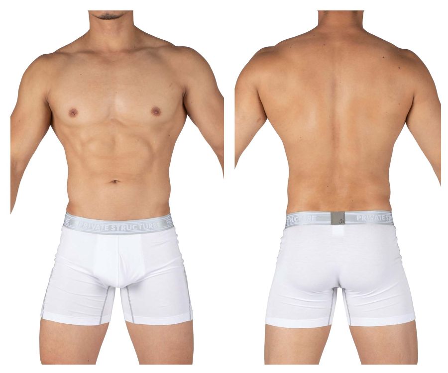 Private Structure PBUT4380 Bamboo Mid Waist Boxer Briefs Bright White