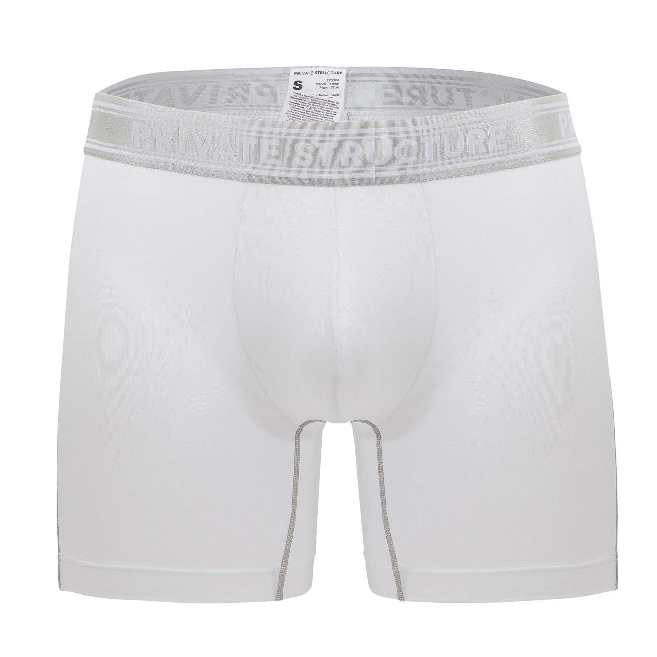 Private Structure PBUT4380 Bamboo Mid Waist Boxer Briefs Bright White