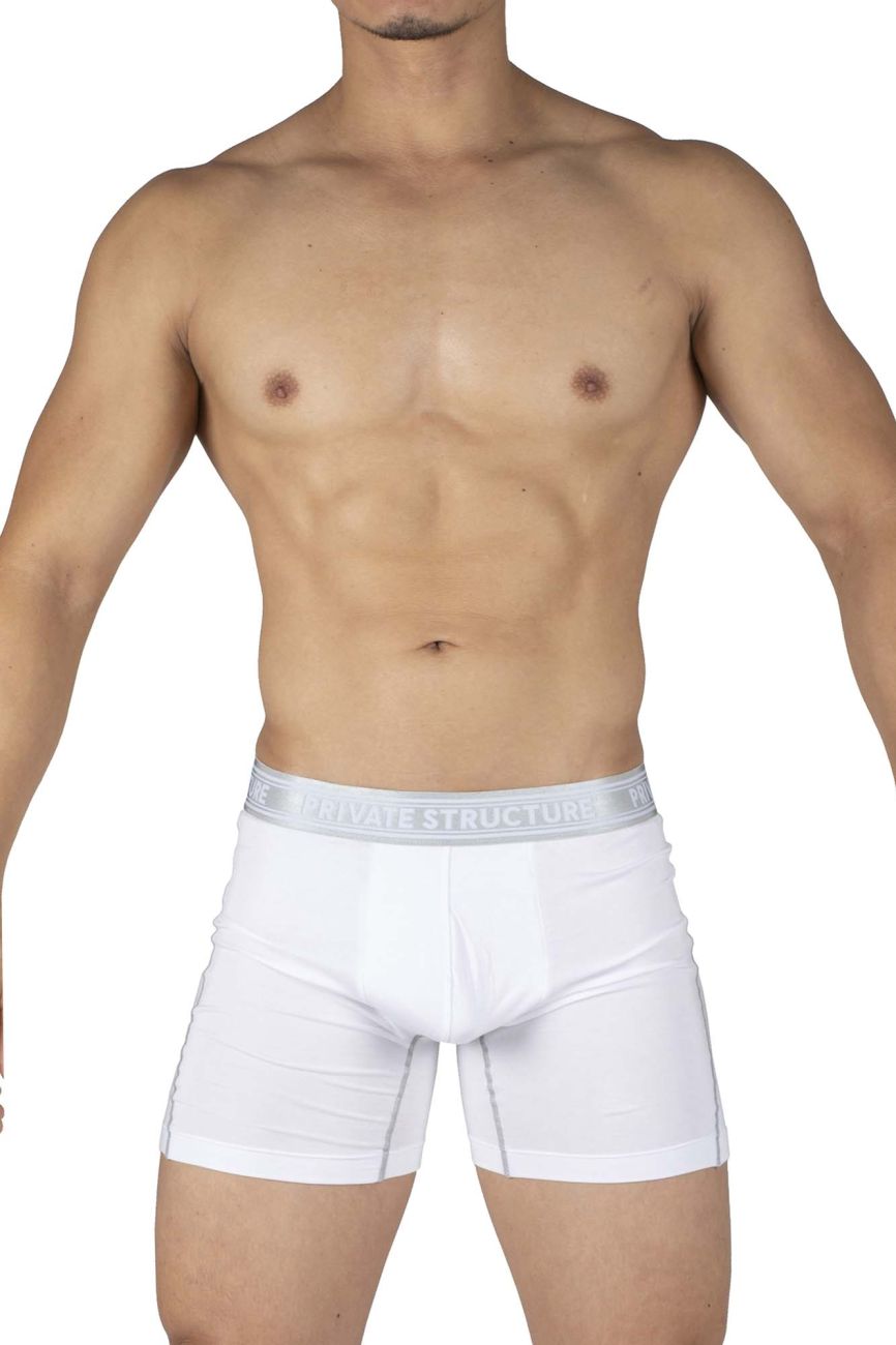 Private Structure PBUT4380 Bamboo Mid Waist Boxer Briefs Bright White
