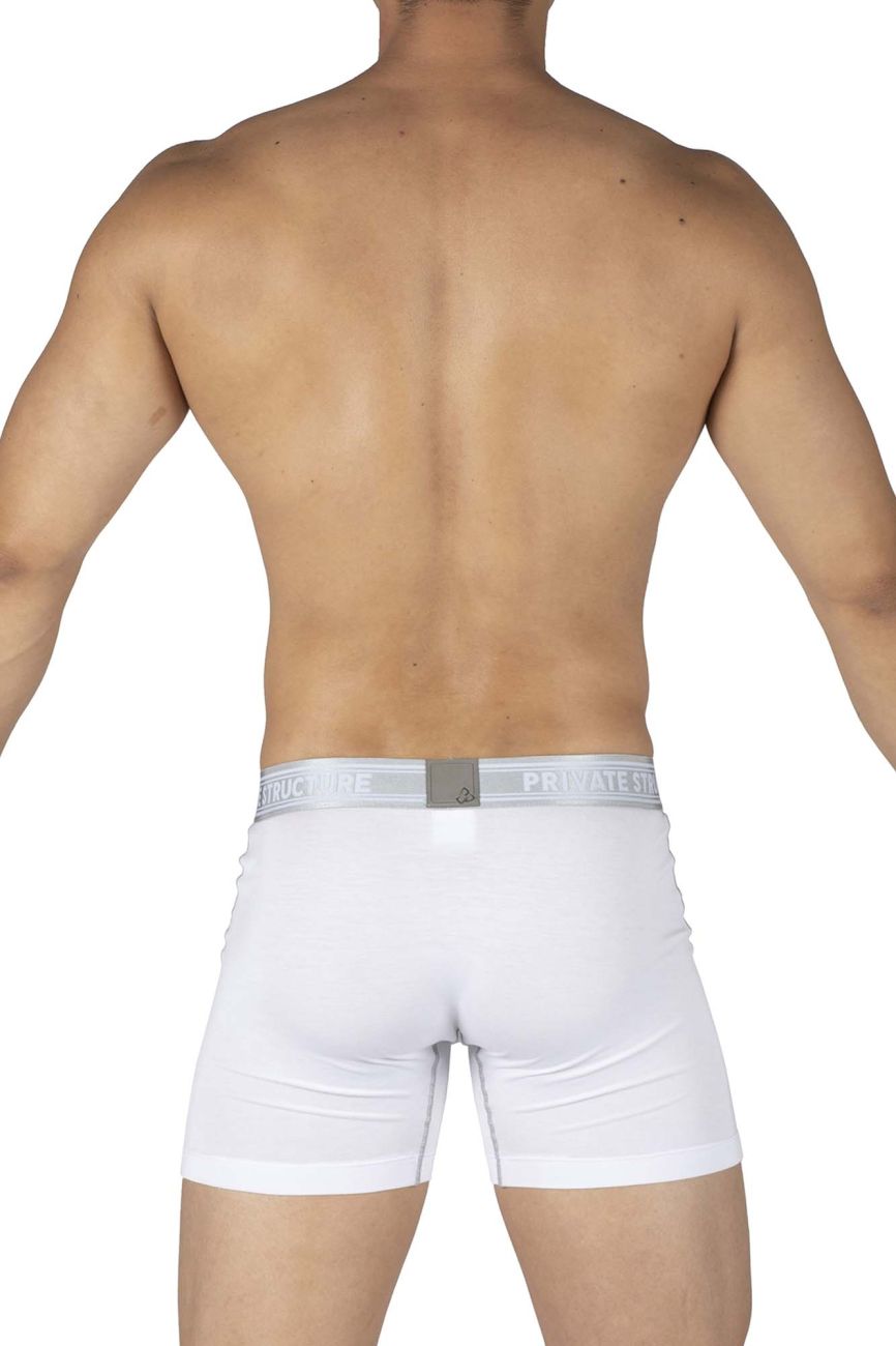 Private Structure PBUT4380 Bamboo Mid Waist Boxer Briefs Bright White