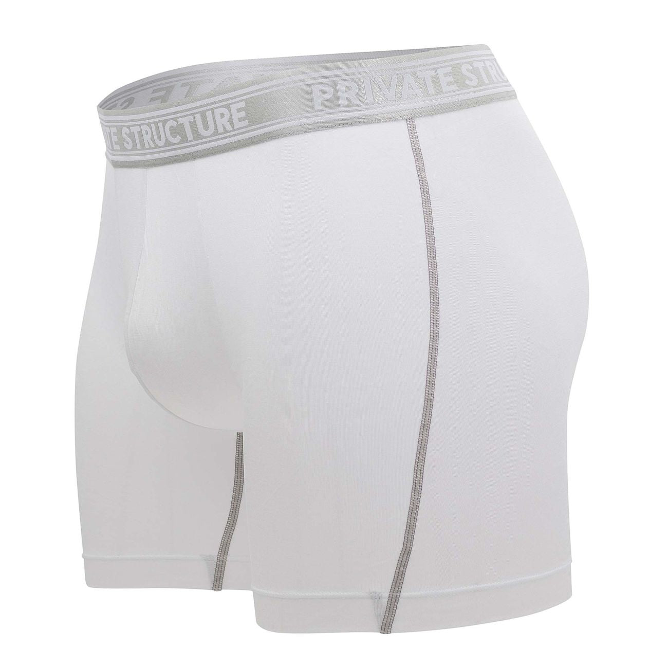 Private Structure PBUT4380 Bamboo Mid Waist Boxer Briefs Bright White