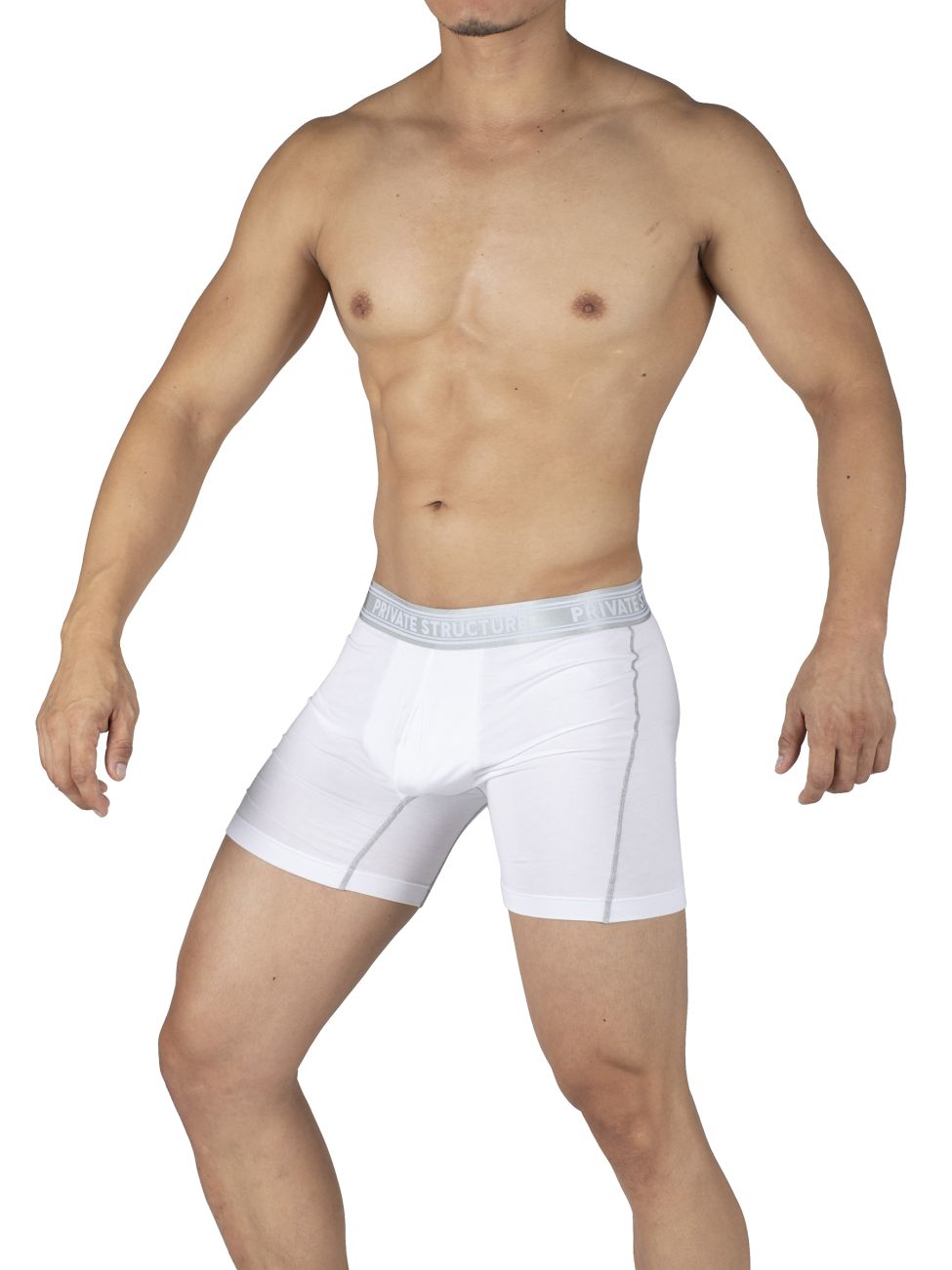 Private Structure PBUT4380 Bamboo Mid Waist Boxer Briefs Bright White
