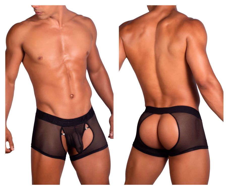 Roger Smuth RS075 Pouch Front Open Back Boxer Shorts Black