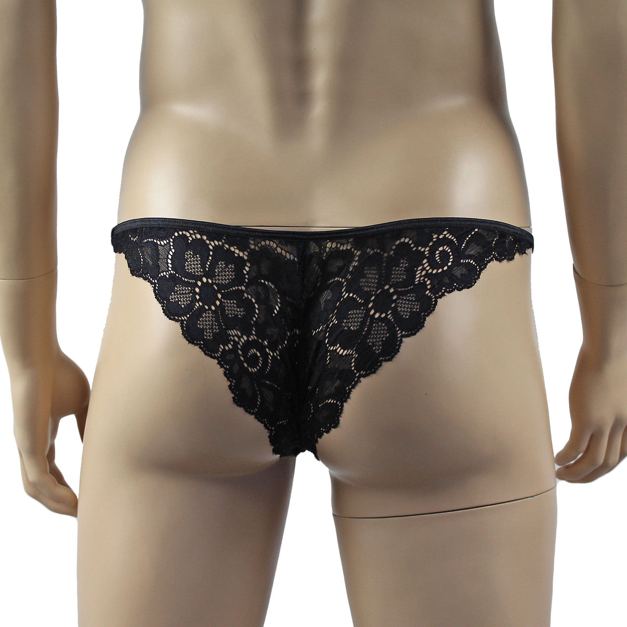 Mens Shiny Lace Bikini Brief Panty (black plus other colours)