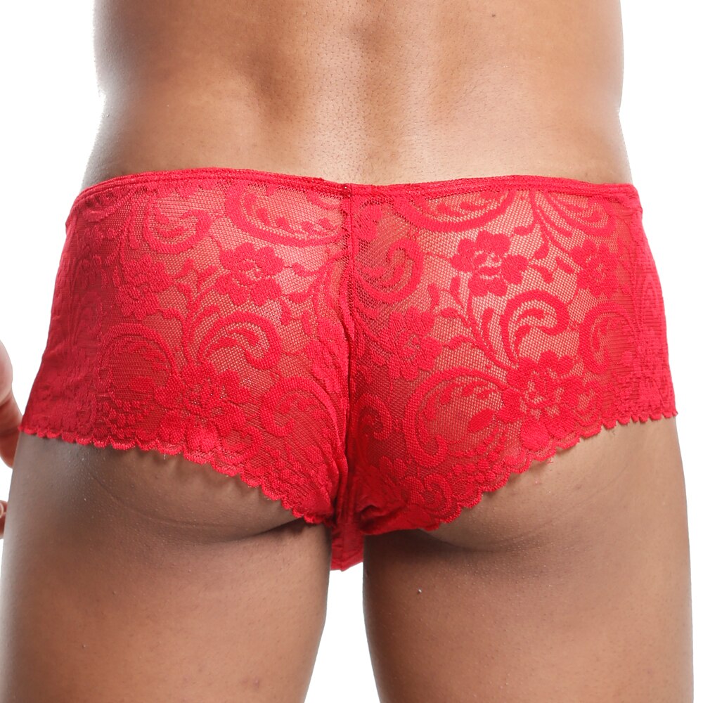 JCSTK - Secret Male Lacey Panty Brief for Men, Male Lingerie Red