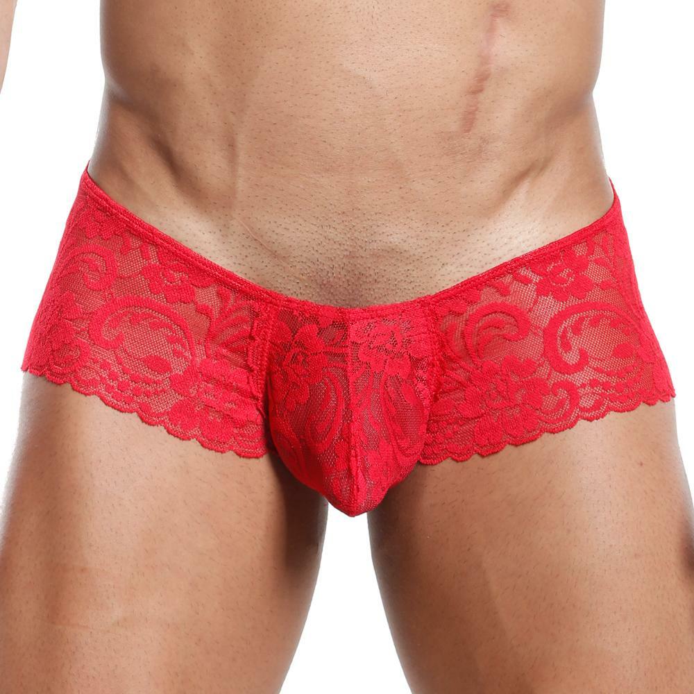JCSTK - Secret Male Lacey Panty Brief for Men, Male Lingerie Red