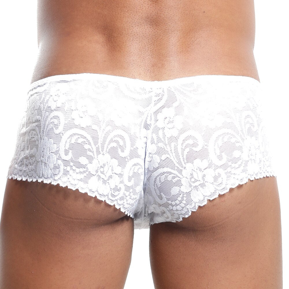 JCSTK - Secret Male Lacey Panty Brief for Men, Male Lingerie White