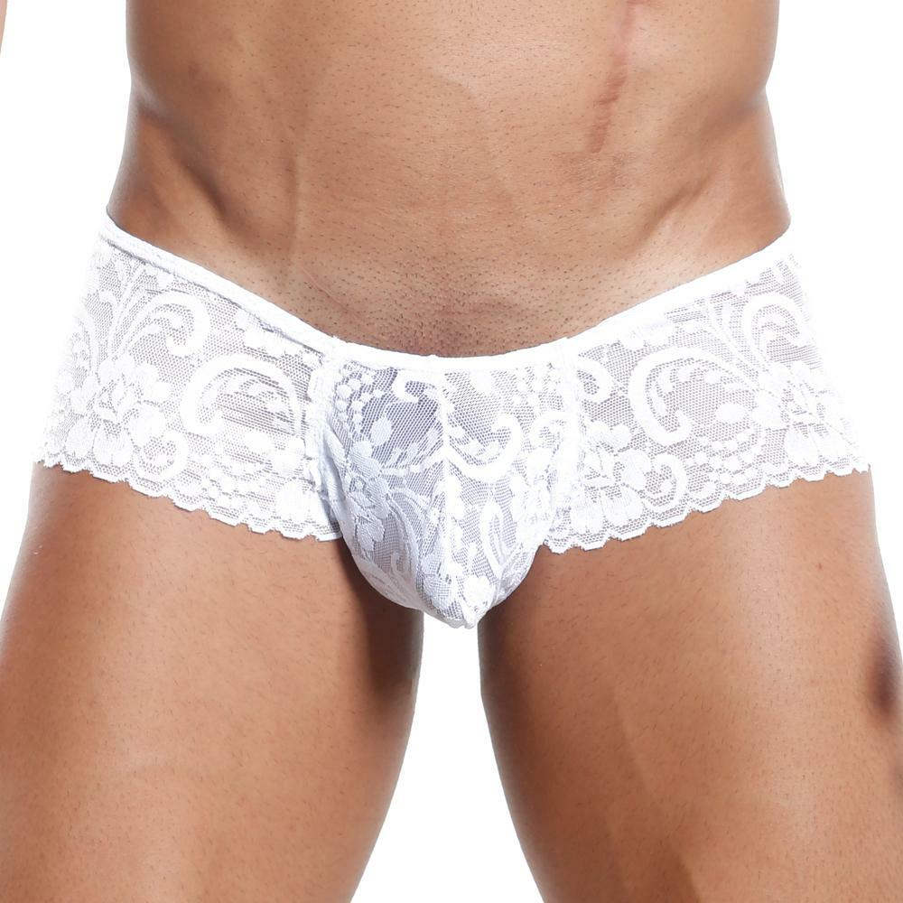 JCSTK - Secret Male Lacey Panty Brief for Men, Male Lingerie White
