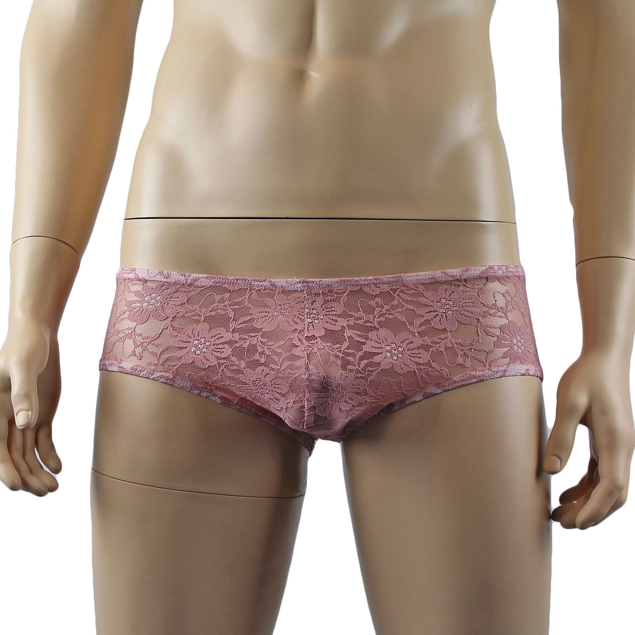 Mens Lingerie Stretch Lace  Male Panty Bikini Brief (dusty pink plus other colours)