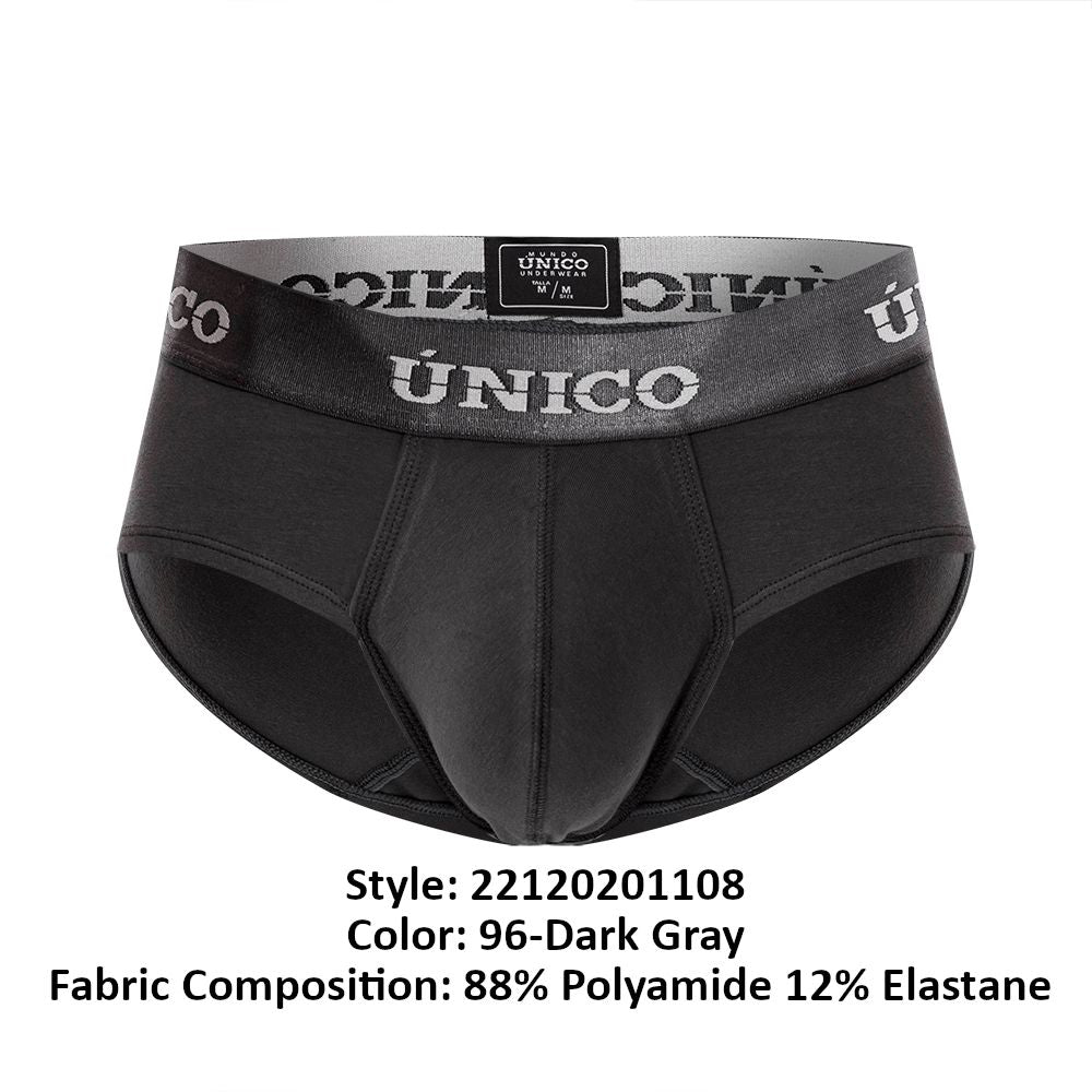 Unico 22120201108 Asfalto M22 Briefs Dark Gray Plus Sizes