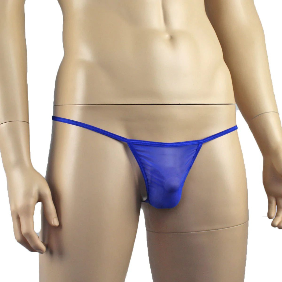 SALE - Mens Vicky See Through Mesh Micro Mini Pouch G string Blue