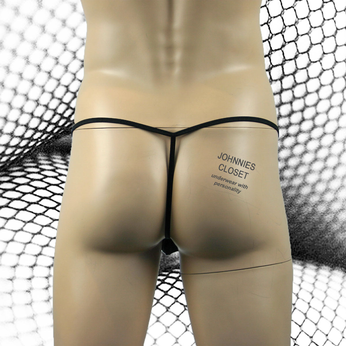 Mens Fishnet Mini Ball Bag Pouch with Rings  Black