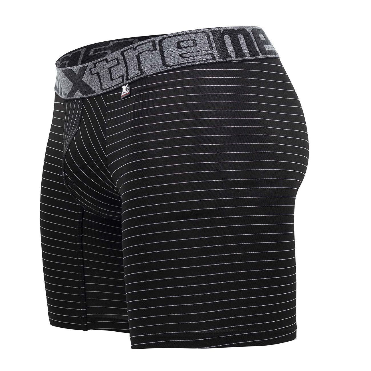 Xtremen 70004 Striped Boxer Briefs Black Plus Sizes