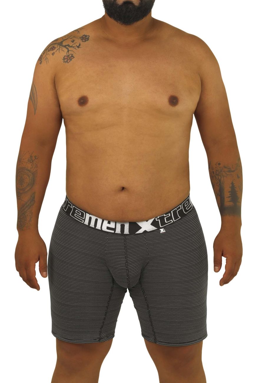 Xtremen 70005 Long Boxer Briefs Black White Plus Sizes