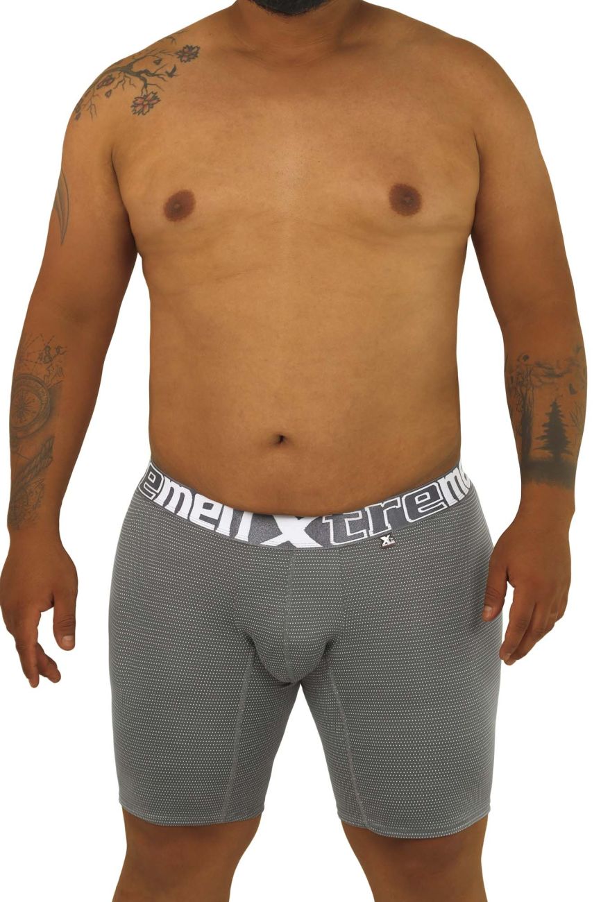 Xtremen 70005 Long Boxer Briefs Gray White Plus Sizes