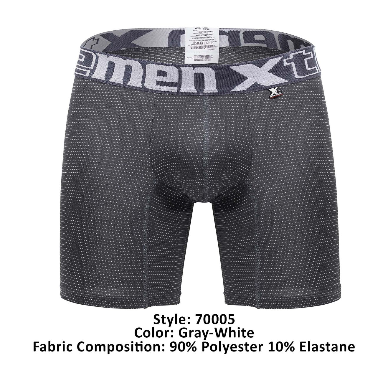 Xtremen 70005 Long Boxer Briefs Gray White Plus Sizes